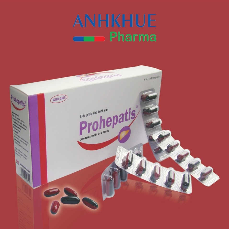 Thuốc Prohepatis 200mg Phil điều trị sỏi mật, xơ gan mật (20 vỉ x 5 viên) thuoc prohepatis 200mg phil