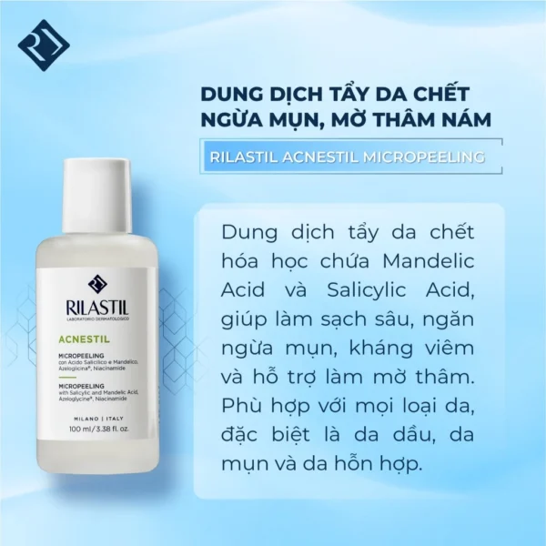 Dung dịch tẩy tế bào chết ngừa mụn, mờ thâm nám Rilastil Acnestil Micropeeling 100ml Rilastil Acnestil Micropeeling 4 1