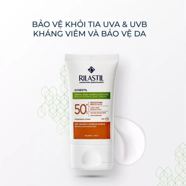 Kem chống nắng kiểm soát nhờn cho da mụn Rilastil Acnestil Sebum Normalizing Cream SPF 50+ 40ml Rilastil Acnestil Sebum Normalizing Cream 4