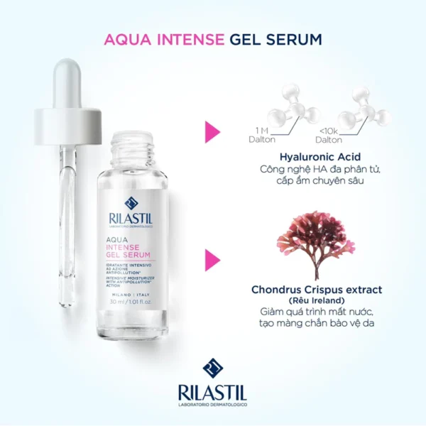 Serum cấp ẩm đa tầng, chuyên sâu dành cho mọi loại da Rilastil Aqua Intense Gel Serum 30ml Rilastil Aqua Intense Gel Serum 2