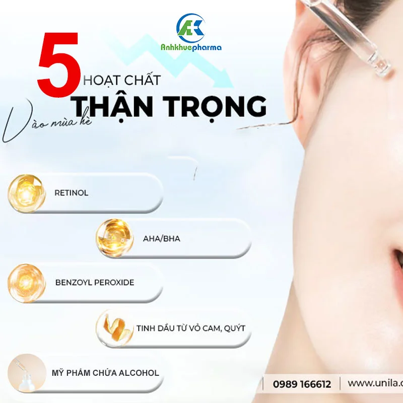 Những hoạt chất chăm sóc da cần tránh vào mùa hè cham soc da