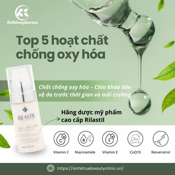 Top 5 hoạt chất chống oxy hóa mạnh mẽ, an toàn và tốt nhất cho sức khỏe làn da
