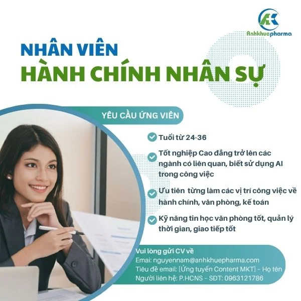 Tuyển dụng NHÂN VIÊN HÀNH CHÍNH NHÂN SỰ