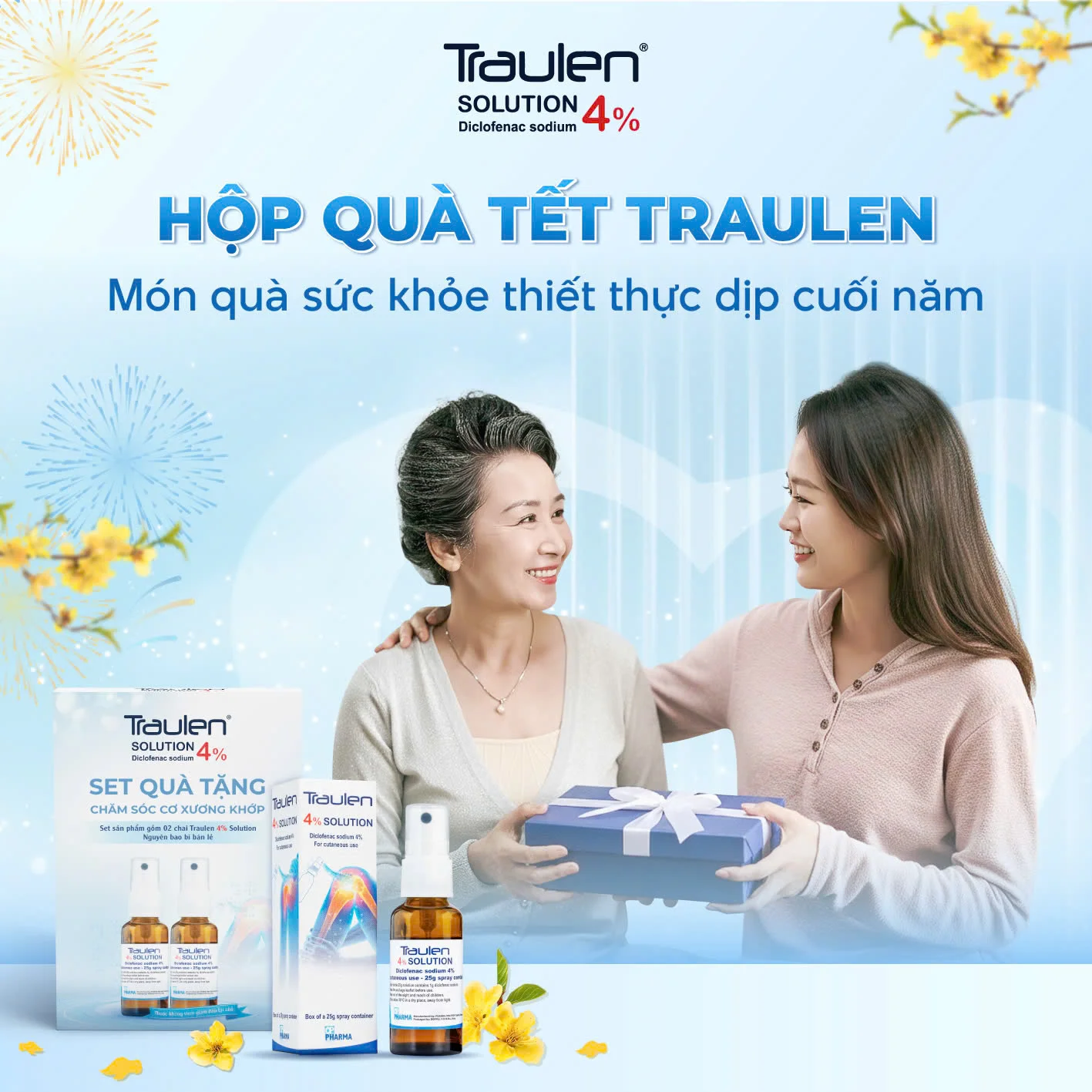 Ra mắt set quà 02 hộp Traulen 4% Solution - Bộ đôi chăm sóc sức khỏe cơ xương khớp Ra mắt set quà 02 hộp Traulen 4% Solution - Bộ đôi chăm sóc sức khỏe cơ xương khớp set qua traulen 1